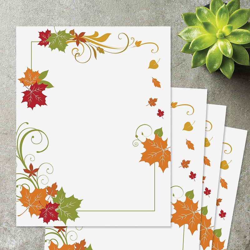 Current Fall Flourish Leaves Autumn Themed Stationery – For Holidays,