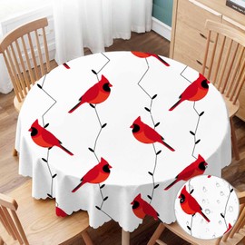 Yibeas Tablecloth Round Cardinal Bird Table Cloth Red Birds on Branches Table Cover for Dining Room Kitchen Decoration Round Tablecloths 60 inch