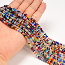 ICAI Beads Natural 2x4mm Rondelle Beads, Abacus Disk Stone Spacer Beads – Loose Natural Gemstone Beads for DIY Bracelet, Necklace, Jewelry Making (Mulitcolor)