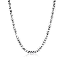 Monily Square Rolo Chain Necklace 3 mm 24 inch Stainless Steel Box Chain Jewelry for Men & Women