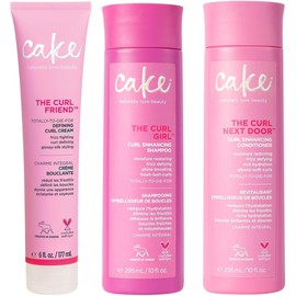 Cake Beauty Curl Defining Shampoo, Conditioner & Cream Set - Curl Enhancing, Moisturizing, Frizz Control - For Curly Hair - With Avocado Oil & Argan Oil - 3 Pack