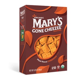 Mary’s Gone Cheezee Plant-Based Crackers, Cheddar Flavor, Vegan, Dairy Free, Toasty & Tangy Organic Snack
