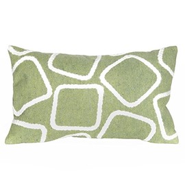 Liora Manne Visions I Squares Indoor/Outdoor Pillow, 12"X20", Green