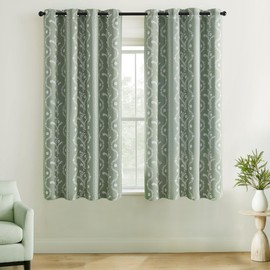 LIMON HOME Blackout Cafe Curtains 54 Inch Length Boho Curtains Sage Green Farmhouse Curtain for Small Window