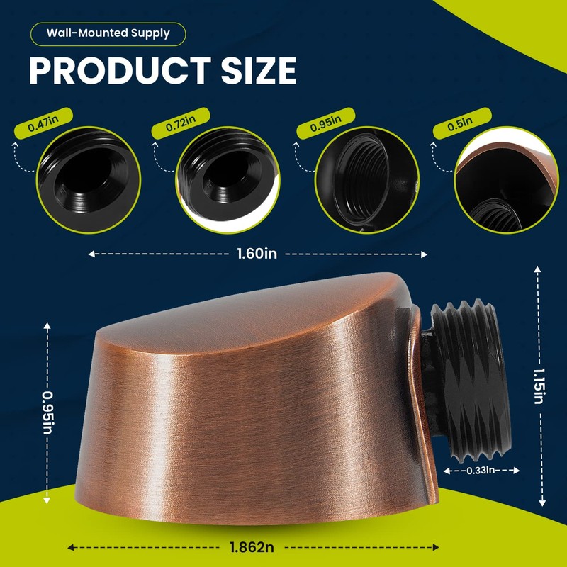 A725ORB Oil-Rubbed Bronze Round Drop Ell Supply Elbow, Handheld Shower