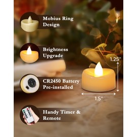 merrynights Remote Candles, 24 Pack Flameless Tea Lights Candle Battery Operated, 400+Hours LED Tea Lights with Remote, Timer Battery Votive Candle for Holidays Wedding Home
