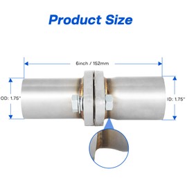 SVULK Exhaust Flange Repair Pipe Kit, 1.75" ID/45mm to 1.75" OD with Stainless Steel Gasket Pipe and 2 Bolt, Quick Fix Flange Pipe Joint, Universal Fitment