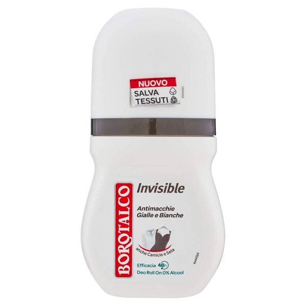 Borotalco:"Invisible" Anti-Stain Deodorant 1.69 Fluid Ounces (50ml) Deo Roll On [ Italian Import ]