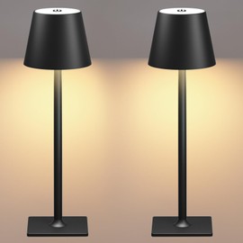 Fizrice Cordless Table Lamp Rechargeable Lamps: 6000mAh Battery Operated Table Lamp Outdoor Waterproof Touch Table Light - Wireless Portable Desk Lamp for Dinner/Bedroom/Restaurant(Black 2 Pack)