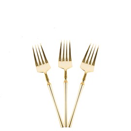 EcoQuality Gold Disposable Plastic Salad Fork - Heavy Weight Plastic Gold Cutlery, Disposable Utensils, Silverware Perfect for Wedding, Birthday, Event Planning, Baby Shower, Anniversaries (40)