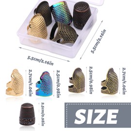 5 Pcs Sewing Thimbles, Adjustable Metal Sewing Thimble Rings, Finger Protector for Hand DIY, Red Bronze Metal Shield, DIY Sewing Tools Accessories, Thimble Ring for Quilting