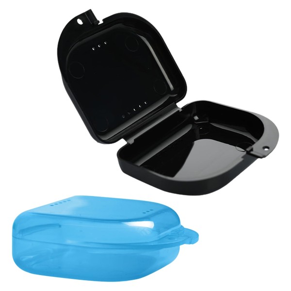 Dental Braces Box, Set of 2 Dentures Holder, Black, Brace