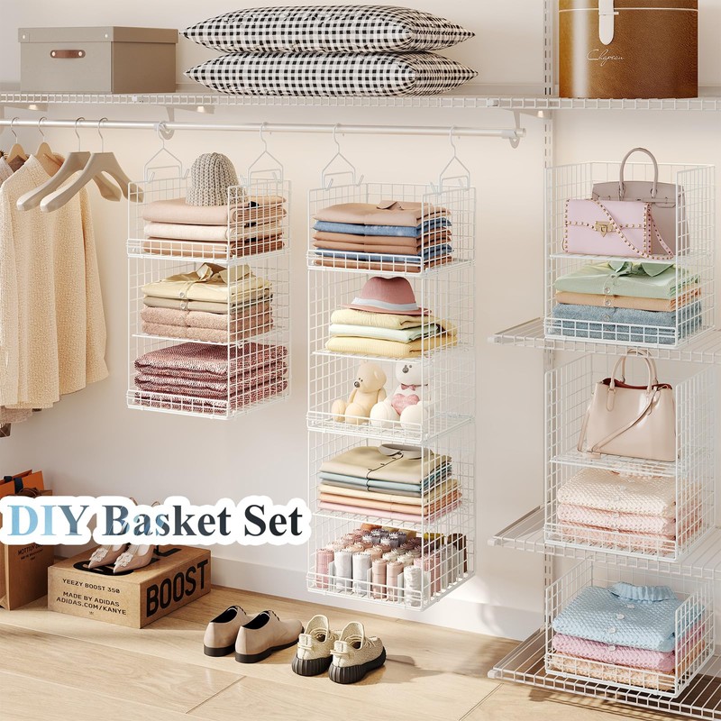 Yuyetuyo ﻿5 Tier Hanging Closet Organizer Separable Hanging Closet Shelves