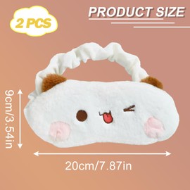 2Pack Cute Bear Sleeping Mask BuBu and Dudu Soft Plush Eye Cover Eyeshade for Women Gift