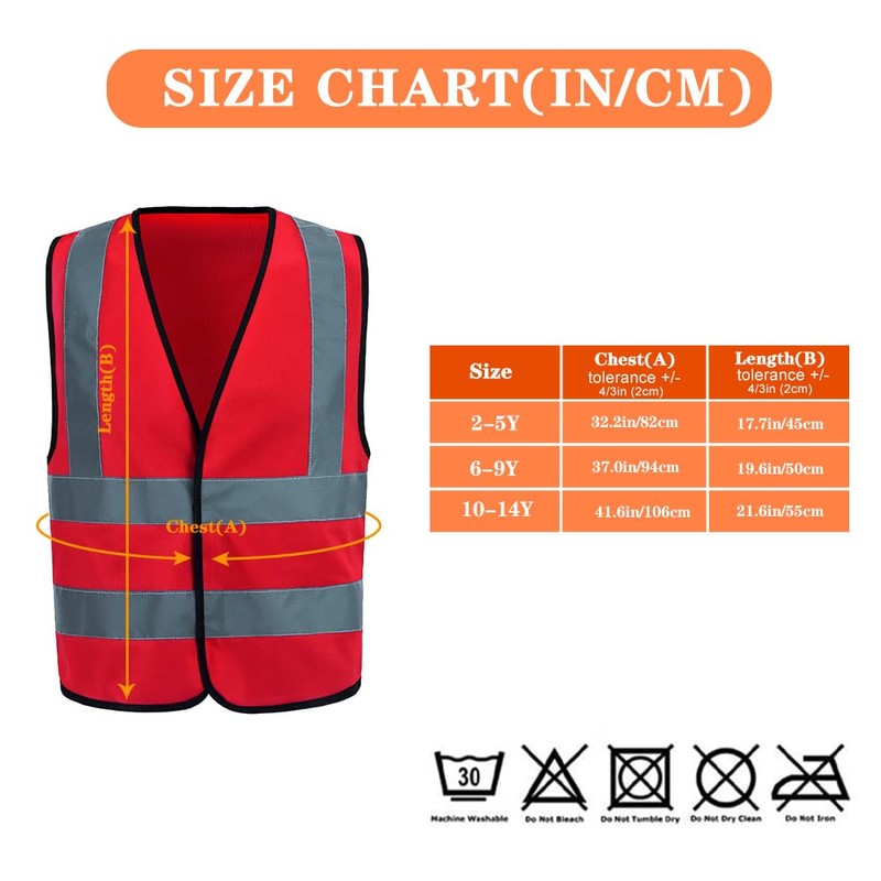 AYKRM Safety vest for children, high visibility vest, reflective safety
