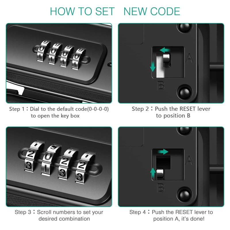 ORIA Portable Safe with Combination Code, Security Box, Outdoor Security