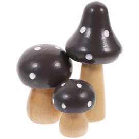 Healifty 3pcs Mini Miniature Mushroom Figurines Wooden Mini Toadstools Fairy Garden Accessories Micro Landscape Dollhouse Decorations