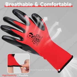 PROGANDA 12 Pairs Gardening Gloves, Nitrile Coated Work Gloves, Garden/Logistics/Assembly/Utilities & Public Works