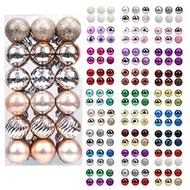 walsport Christmas Balls Ornaments for Xmas Tree, 36ct Plastic Shatterproof Baubles Colored and Glitter Christmas Party Decoration 1.6inch Set