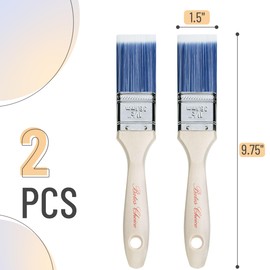 Bates Paint Brushes - 1.5-Inch, 2 Pack, Treated Wood Handle for Walls, Stain, Furniture Painting