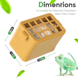 2-Pack Replacement Filters for NEPTONION Reptile Water Feeder, Premium Filtration Boxes for 6 Months Fresh Water，Yellow