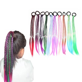 aoozleny Girl Hair Extension Accessories,Rubber Band Elastic Band Hairstyle Colorful Wig Braid Head Rope,10 PCS