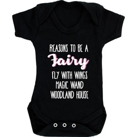 Hippowarehouse Reasons to be a fairy: Fly with wings magic wand woodland house baby vest bodysuit (short sleeve) boys girls