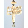 Natural Tan Handcarved Bone Dragonfly with Striped Wood Ceiling Fan