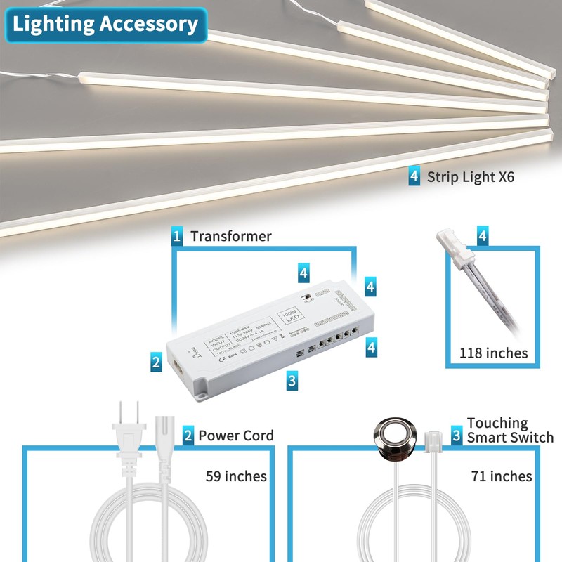 Art3d LED Recessed Lighting Kit - 6pcs Self-Adhesive White LED