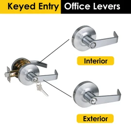 HISAFE 70mm Latch Commercial Door Handle Heavy Duty Grade 2 Keyed Entry Door Lever with Key and Lock, UL3 Hour Fire Rated, ADA Compliant, Satin Chrome Finish X-HD-G2-ET