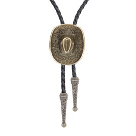 Jeilwiy Bolo Tie Western Cowboy Hat Bolo Tie Vintage Gold Cowboy Necktie Native American Mens Western Costume Accessories, Gold, Large