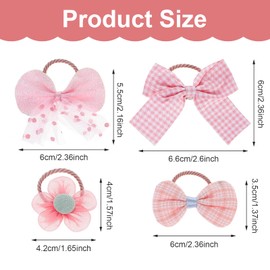 CIATBYYJ 20Pcs Pink Small Size Dog Hair Bows with Rubber Bands, Cute Dog Bows Small Size Dogs Girl Dog Bowknot Hair Bow Bulk, Pet Puppies Yorkie Teddy Small Dog Hair Accessories