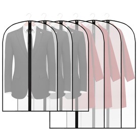 Pack of 6, 2 Sizes, Breathable Garment Covers with Zip, Dress Protective Covers, Jacket Coat, Dresses, Evening Dresses, Protective Garment Cover, Suit Bag, Translucent