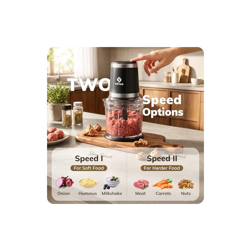 Food Processor Set: 2-Speed Food Chopper with Two 4 Cup