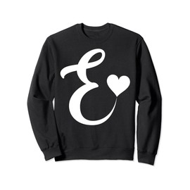 white letter E monogram initial minimalist heart graphic Sweatshirt