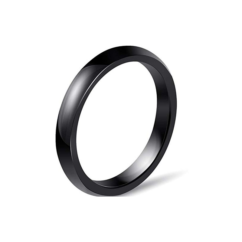 Two-Pack, 3mm Black White Polished Ceramic Wedding Band Stackable Ring