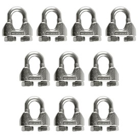 Thyonta 10 Pcs 304 Stainless Steel Cable Clamps M4 Durable Wire Rope Clips Versatile Steel Cable Tighteners for Industrial Household Transportation Use for Securing Equipment Cable
