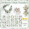 WANDIC 10 Sheets Rub On Transfer Sticker, Distress Leaves Decals