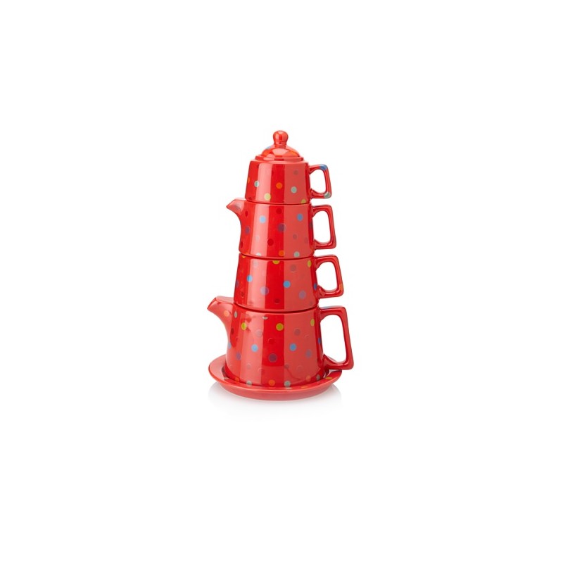 Classic Coffee & Tea Tower Tea Set, Red Polka Dot