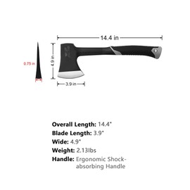 JXE JXO Camping Axe & Hatchets - 14.4" Chopping Axe with Sheath, Forged Steel Construction & Ergonomic Shock-Absorbing Grip (Grey