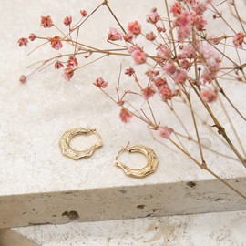 Carissima Gold Women's 9 ct Yellow Gold Patterned Creole Earrings of 14 x 16 mm