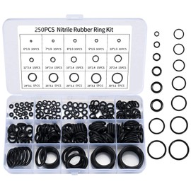 250 Pcs O Ring Assortment Kit, Rubber Washer Orings, Black15 Sizes Pressure Washer O Ring Kit for Faucet, Hose, Automotive, Air Gas Plumbing Sealing Repair O Rings (250pcs)