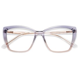 AMOMOMA Trendy TR90 Oversized Blue Light Reading Glasses Women,Stylish Square Cat Eye Glasses AM6031C3 with Grey/Brown Frame 1.0 x