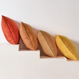 Topfinel Cushion Cover 17.7 x 17.7 inches (45 x 45 cm), Set of 4, Gradation, Stylish, Nordic, Velvet, Washable, Solid, Yellow