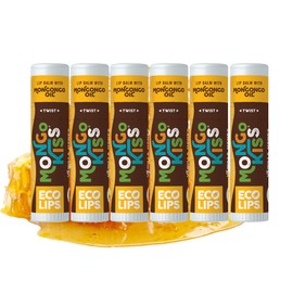 Eco Lips Bálsamo labial Mongo Kiss 6 unidades (6 tubos) por Eco Lips 100 cera de abeja orgánica y manteca de cacao cuidado de labios con aceite...    