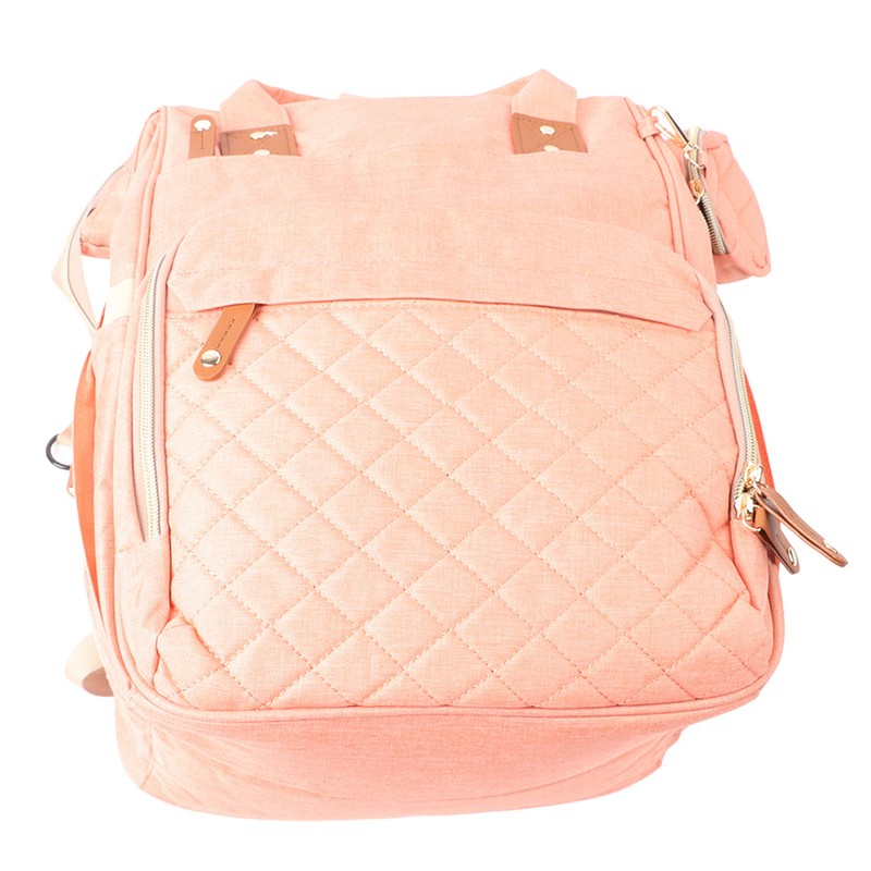 Pink Diaper Bag Backpack Multi Compartment Waterproof Large Capacity Travel