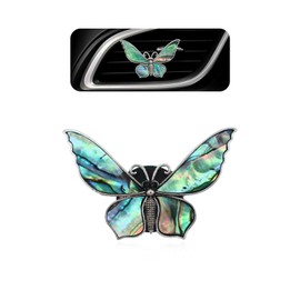 ORIESSE Butterfly Car Vent Clip,Cute Car Air Freshener,Natural Abalone Shell Seashell Color Lucky Butterfly Gift,Girly Car Interior Decor for Women,Refillable Diffuser