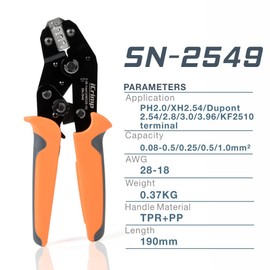 iCrimp SN-2549 Ratchet Crimpier 0.08-1.0 mm ² 18-28AWG for PH2.0/XH2.54/2.54/2.8/3.0/3.96/4.8/KF2510/JST Terminal