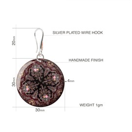 Handmade Mandala Dangle Earrings for Women, Boho Costume Statement Jewellery (Style 22 -Dark Brown)