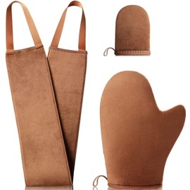 Self-Tanning Mitt Set Fake Tan with Set 3 in 1 Tan Mitt Applicator Self Applicator Reusable Tanning Glove Self Tan Mitt for with Back Applicator Brown